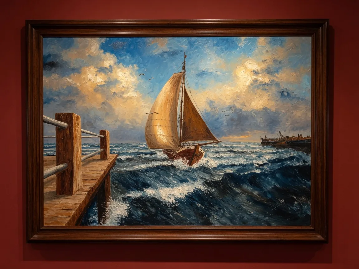 Maritiem schilderij met zeilboot
